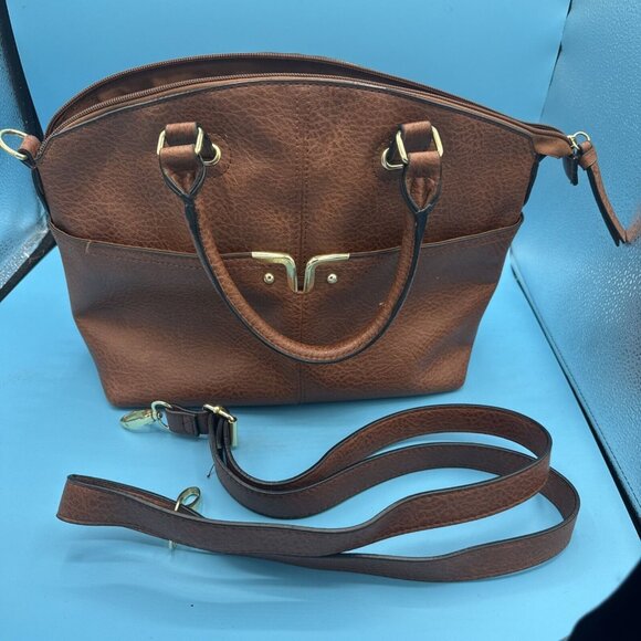 Bueno Bron Faux Leather Top Handle Purse Handbag tassel - Picture 2 of 8